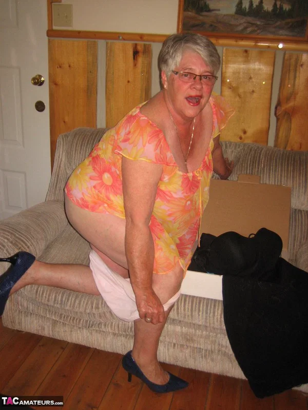 Obese granny Girdle Goddess wakes up from a nap and precedes to strip naked  - Granny, SSBBW, BBW, Amateur, Skirt, Chubby, European, Thick, Curvy, Glasses  - Photo 14
