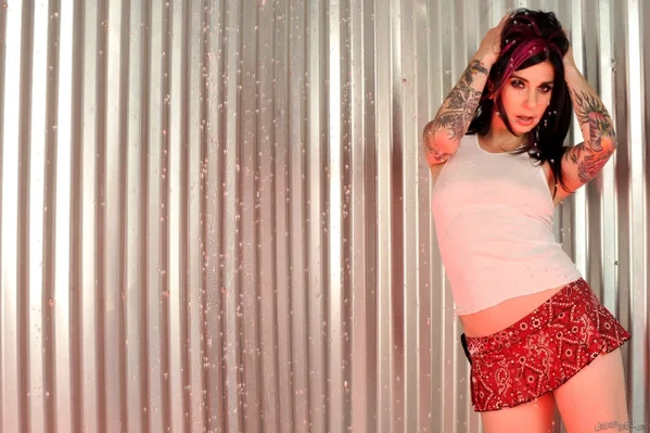 Wet chick Joanna Angel fingers her landing strip pussy in see thru tank top  - Shower, Fetish, MILF, Tattoo, Arab, Wet, Spreading, Hairy, Skirt, Masturbation  - Photo 15