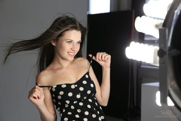 Glamorous teen Serena flaunts her natural tits & shaved cunt at the photoshoot  - Teen, Sexy, Shaved, Solo, Upskirt, Model, Cute, Face, Tiny Tits, Dress  - Photo 6