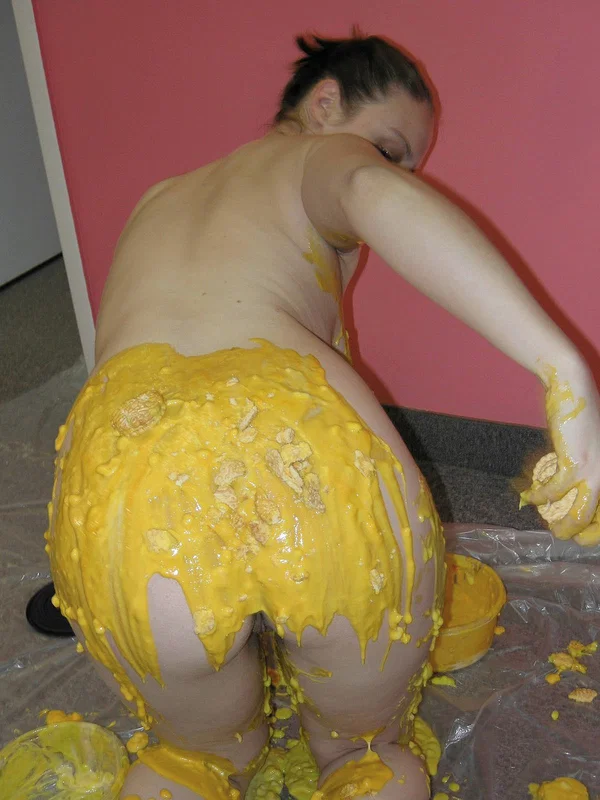 Naked MILF Danni smears her chubby body with batter in a yucky foodplay solo  - Curvy, Chubby, MILF, Thick, Fetish, BBW, Big Tits, Amateur, Ass, Spreading  - Photo 11