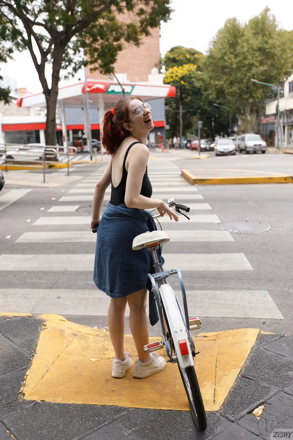 Nerdy redheaded babe Victoria Ramos unveils her magnificent big tits outdoors  - Saggy Tits, Glasses, Public, Outdoor, Redhead, Big Tits, Amateur, Clothed, Panties, Pigtails  - Photo 4