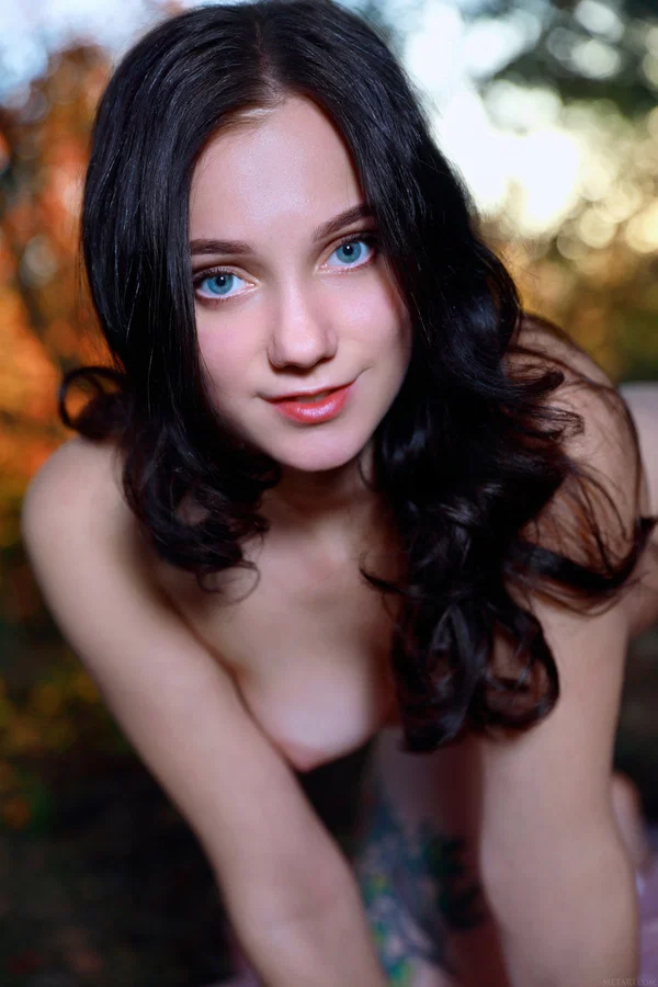 Skinny model with blue eyes Polly Pure shows her shaved vagina in the woods  - Ukrainian, Beautiful, Perfect, Teen, Babe, Glamour, Model, Cute, Solo  - Photo 16