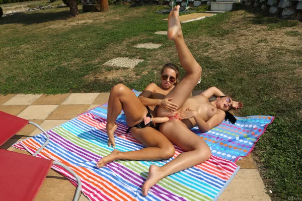 Teen lesbians Ana Rose & her friend remove bikinis while at a pool  - Lesbian, Pool, Outdoor, Teen, Shaved, Amateur, Czech, Feet, Bikini, Pussy  - Photo 18