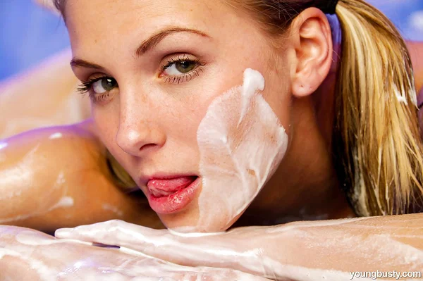 Teen babe Yasmin A covers big tits with with paste while spreading pussy  - Oiled, Teen, Big Tits, Babe, Spreading, Close Up, Pussy, Face, Bikini, Beautiful  - Photo 11