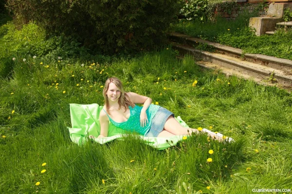 Playful European teen Sue A fingering and toying her pussy in the garden  - Upskirt, Panties, Outdoor, Teen, Big Clit, Ass, Pussy, Spreading, Asshole, Skirt  - Photo 3