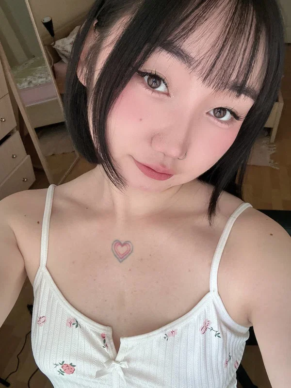 Asian girl models lingerie during the course of a non-nude solo shoot  - Asian, Selfie, Bikini, Tattoo, Glamour, Short Hair, Model, Outdoor, Armpit, Amateur  - Photo 1