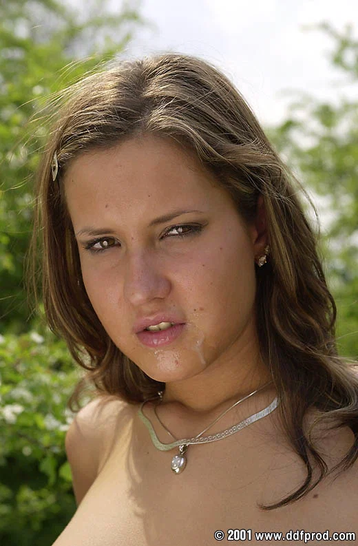 European teen with nice naturals Jenny Wings gives head outdoors  - Outdoor, Panties, Blowjob, MILF, Hungarian, Facial, Cumshot, White, Brunette, Shorts  - Photo 21