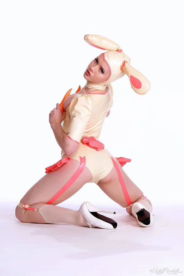 Glamour model Mosh dresses as a slutty Easter bunny in latex before striptease  - Centerfold, Russian, Babe, Petite, Blonde, Glamour, Model, Beautiful, Solo, White  - Photo 10