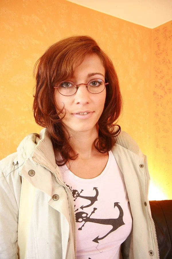 Redheaded German teen Susi getting her pussy toyed during a casting tryout  - German, Casting, Glasses, Pussy, Redhead, Spreading, Tiny Tits, Ass, Dildo, Lingerie  - Photo 1