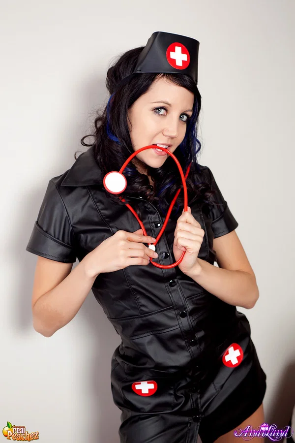 Brunette nurse Andi Land has lesbian sex with Sarah Peachez  - Nurse, MILF, Lingerie, Uniform, Lesbian, Pussy Licking, Boots, High Heels, Humping, Kissing  - Photo 1