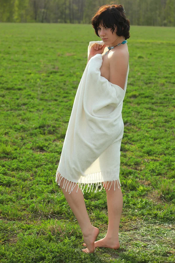 Solo girl with short hair models totally naked on a blanket in a field  - Short Hair, Outdoor, Beautiful, Big Tits, Solo, Babe, Pussy, Ass, PAWG, Close Up  - Photo 20
