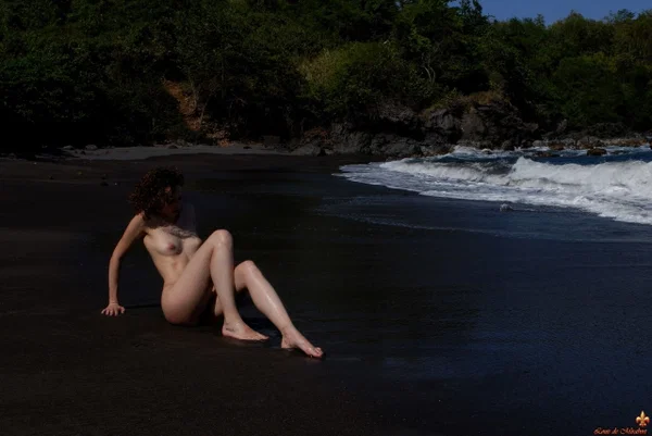 Dark haired beauty Liana gets completely naked on a volcanic beach  - Beach, Beautiful, Outdoor, Wet, Solo, Legs, Spreading, Undressing, Ass, Asshole  - Photo 7