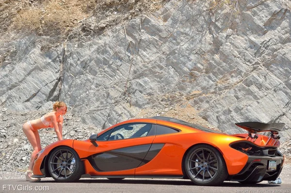 Slim solo girl stretches out her pink pussy after modeling by a sports car  - Babe, Outdoor, Big Tits, Fingering, Blonde, Pussy, Shorts, Dildo, Spreading, Bikini  - Photo 2