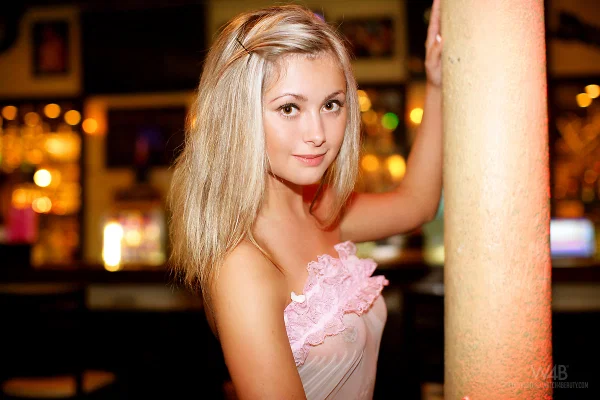 Blonde girl Winter Peach flashes her tits before getting naked at a strip club  - Czech, Big Tits, Glamour, Babe, Outdoor, Blonde, Pool, Spreading, Shaved, Natural Tits  - Photo 16