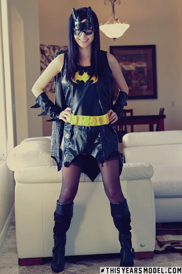 Sweet brunette Catie Minx models cosplay clothing before starting to undress  - Cosplay, Skirt, Upskirt, Shaved, Stockings, Tiny Tits, Pussy, Boots, Clothed, Skinny  - Photo 1
