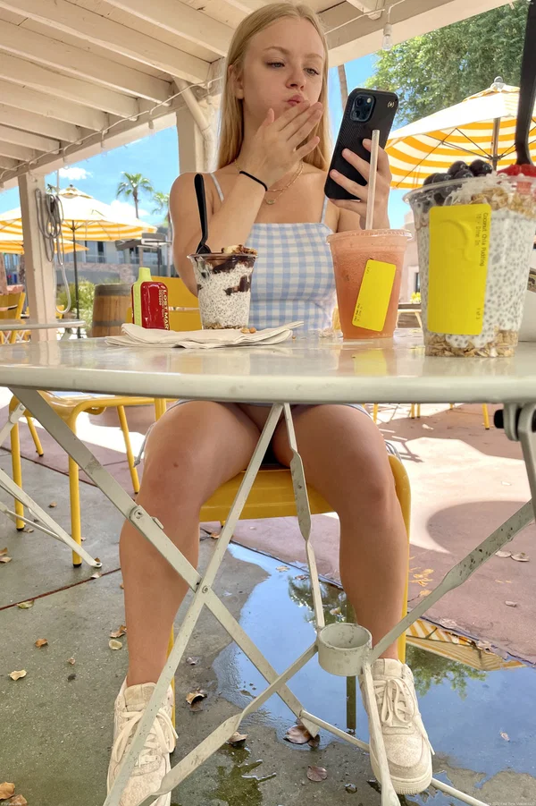 Petite blonde teen Kylie teases with her incredible big tits & ass in public  - Teen, Upskirt, Public, Beautiful, Petite, Big Tits, Spreading, Amateur, Blonde, Shorts  - Photo 17