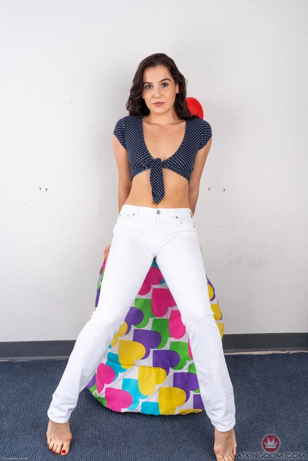 Brunette chick Kasey Warner takes off her white pants to go naked on a beanbag  - Hairy, Beautiful, Ass, Brunette, Babe, PAWG, Spreading, Tiny Tits, Solo, Pussy  - Photo 1