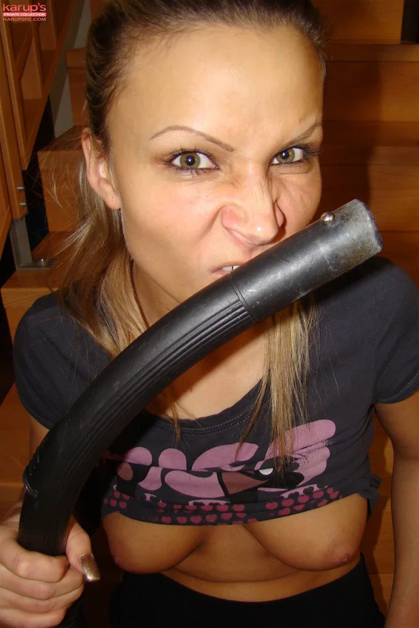 Blonde teen Samantha Jolie sucks her natural tits with the vacuum cleaner  - Upskirt, Clothed, Czech, Natural Tits, Big Tits, Pigtails, Close Up, Blonde, Amateur, Teen  - Photo 21