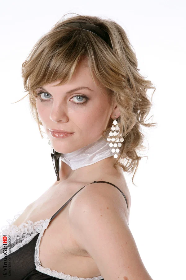 Sexy maid with striking eyes peels off her uniform to pose nude in stockings  - Maid, European, Babe, Lingerie, Uniform, PAWG, Face, Stockings, Ass, High Heels  - Photo 4