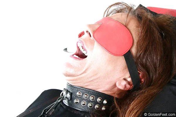 Mature European sex slave is bound and blindfolded by Lady Srarah  - Mature, Fetish, Close Up, Pantyhose, Blindfold, European, Nipples, Dildo, Cum In Mouth, Face  - Photo 4