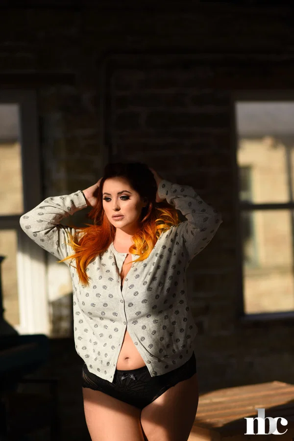 Thick model Lucy Vixen strips to her lace panties & exposes her huge tits  - BBW, Thick, Curvy, Big Tits, Chubby, Perfect, Natural Tits, Redhead, Panties, Lingerie  - Photo 1