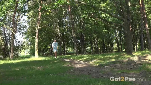 White girl Nikki Dream pees on a dirt path while out for a walk  - Pissing, Panties, Pussy, Close Up, Outdoor, Skirt, Spreading, Babe, Beautiful, Solo  - Photo 1
