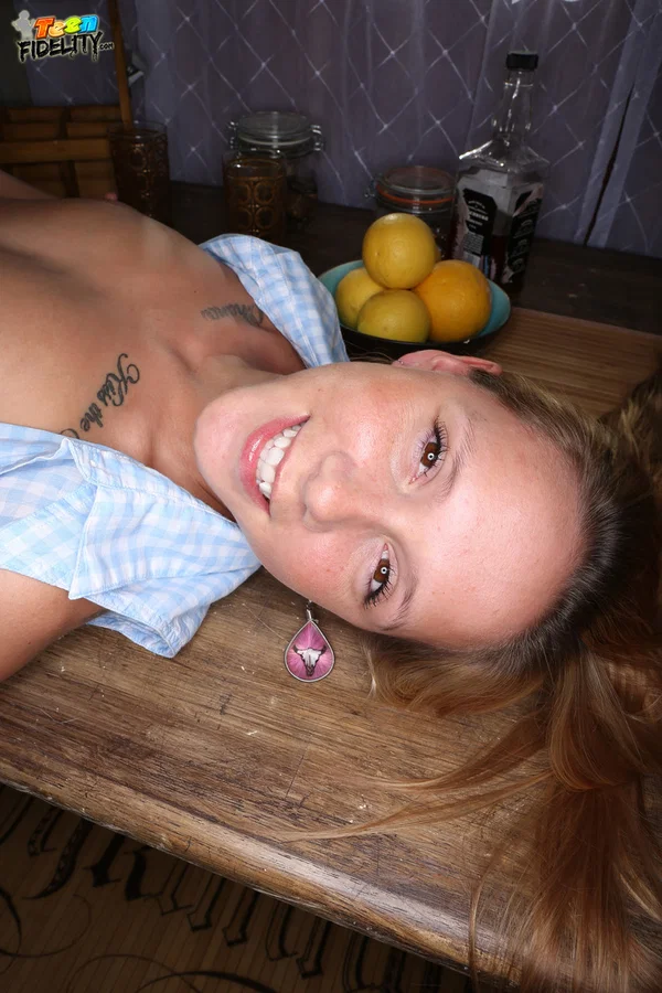 Slender teen with freckles Hollie Mack reveals tiny tits & lies on the table  - Shorts, Natural Tits, Tiny Tits, Blonde, Panties, Ass, Bath, PAWG, Pornstar, High Heels  - Photo 18