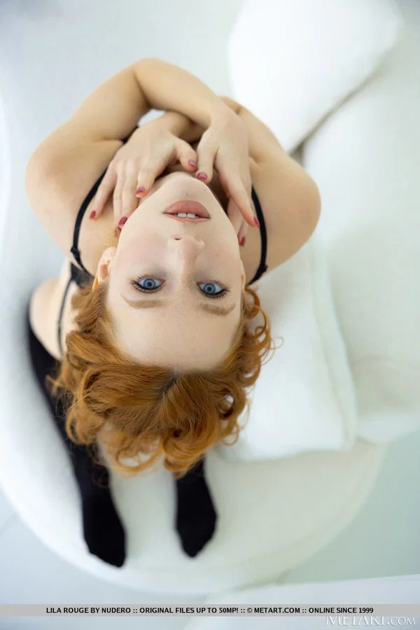 Hot redheaded teen Lila Rouge removes her lingerie in black hosiery  - Redhead, Face, Lingerie, Stockings, Close Up, Panties, Spreading, Beautiful, Pussy, Ass  - Photo 5
