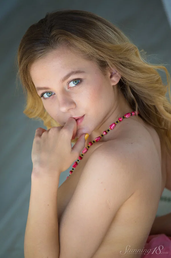 18 year old teen set her perky boobs free from her pink dress for nude posing  - Teen, Cute, Glamour, Babe, Big Tits, Nipples, Clothed, Close Up, Model, Skirt  - Photo 16