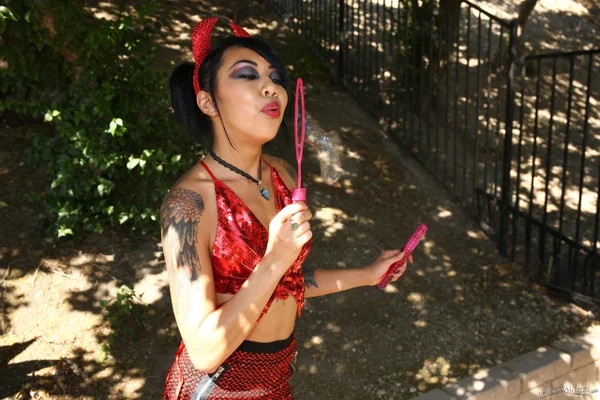 Horny little Asian devil Kinberly Chi does deep throat BJ before anal creampie  - Goth, Thai, Asian, MILF, Fetish, Hardcore, Stockings, Tattoo, Skinny, Pussy Licking  - Photo 2