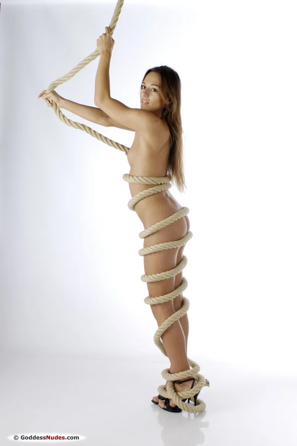 Teen solo girl wraps herself in a rope after getting naked in black heels  - Pussy, Model, Glamour, Teen, Beautiful, Babe, Big Clit, Cute, Feet, Solo  - Photo 15