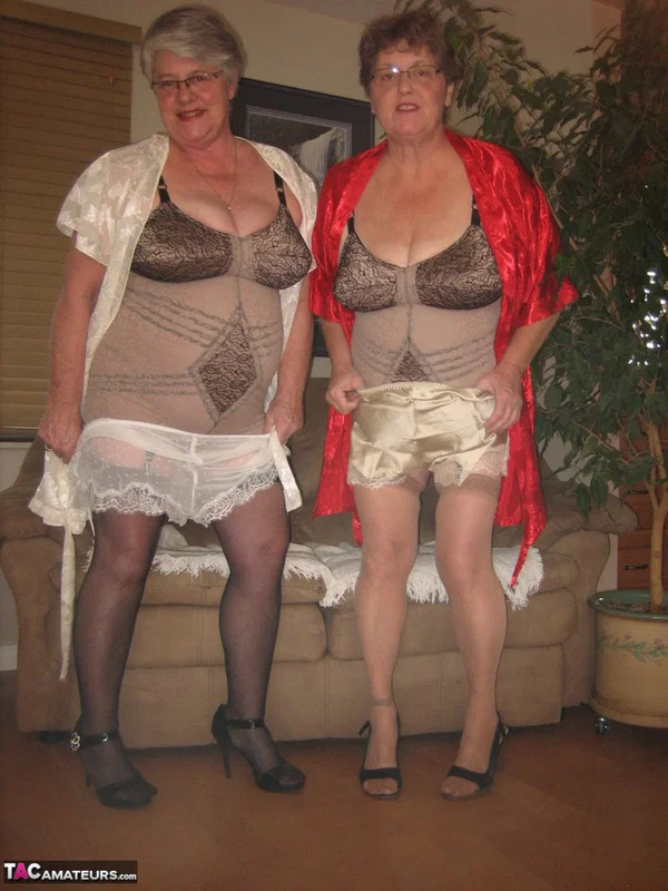 Amateur granny Girdle Goddess & another nan model matching lingerie in nylons  - Granny, SSBBW, Reality, BBW, Lingerie, Non Nude, Lesbian, Amateur, Stockings, Chubby  - Photo 3