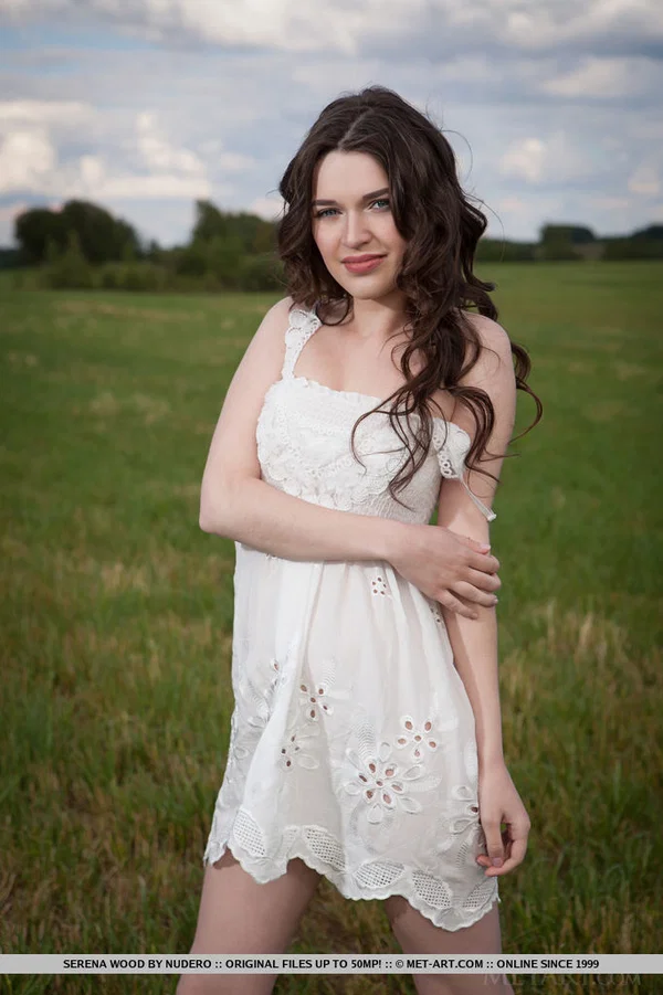 Brunette babe Serena Wood exposing small teen tits for outdoor glam pics  - Teen, Outdoor, Brunette, Babe, Glamour, Shaved, Clothed, Skirt, Feet, Tiny Tits  - Photo 8