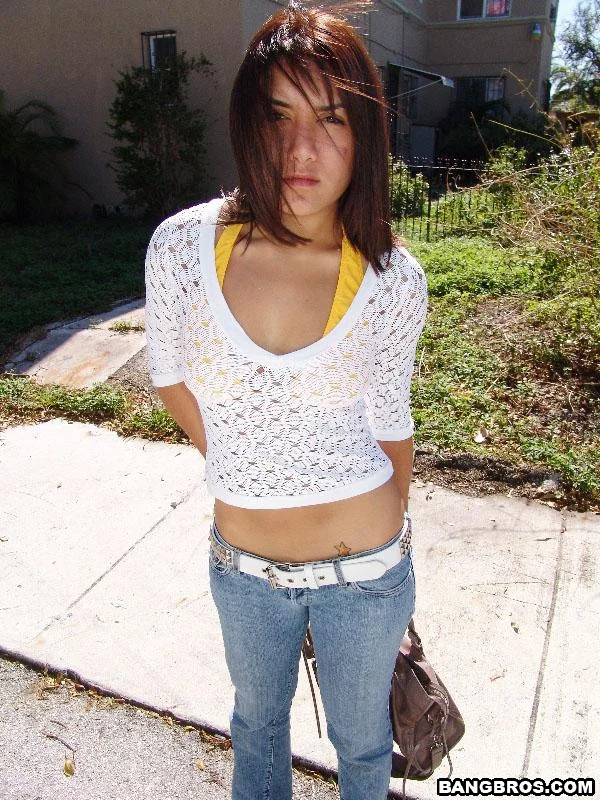 Cute Latina girl Vivi gets her natural tits sprayed with a warm load  - Latina, Public, Jeans, Cumshot, Amateur, Outdoor, Short Hair, Tiny Tits, Brunette, Non Nude  - Photo 5