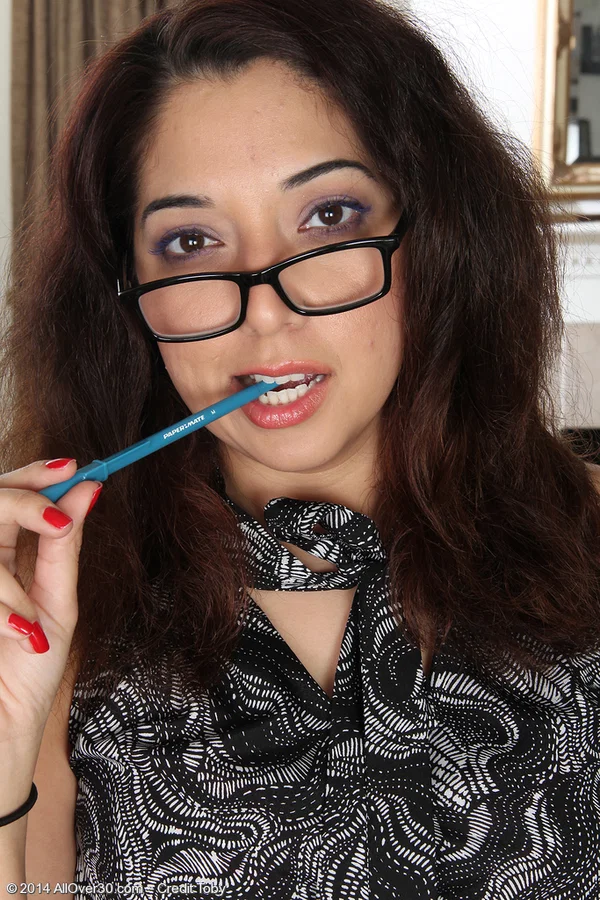 30 plus female Kimberly Henessey shows her trimmed pussy with red nails  - Nipples, MILF, Big Tits, Clothed, Hairy, Spreading, Glasses, High Heels, Upskirt  - Photo 1