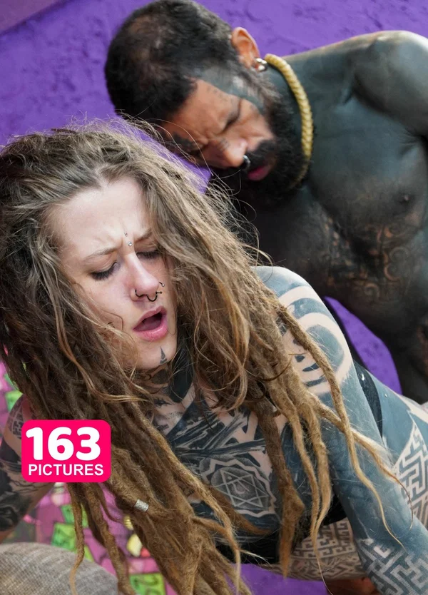 Alternative couple Papi V & Ceci Milky Mouz have sex on a sofa  - Tattoo, Piercing, Pussy, Fetish, Orgasm, Ass Fucking, Doggy Style, Pigtails, Big Cock, Lingerie  - Photo 1