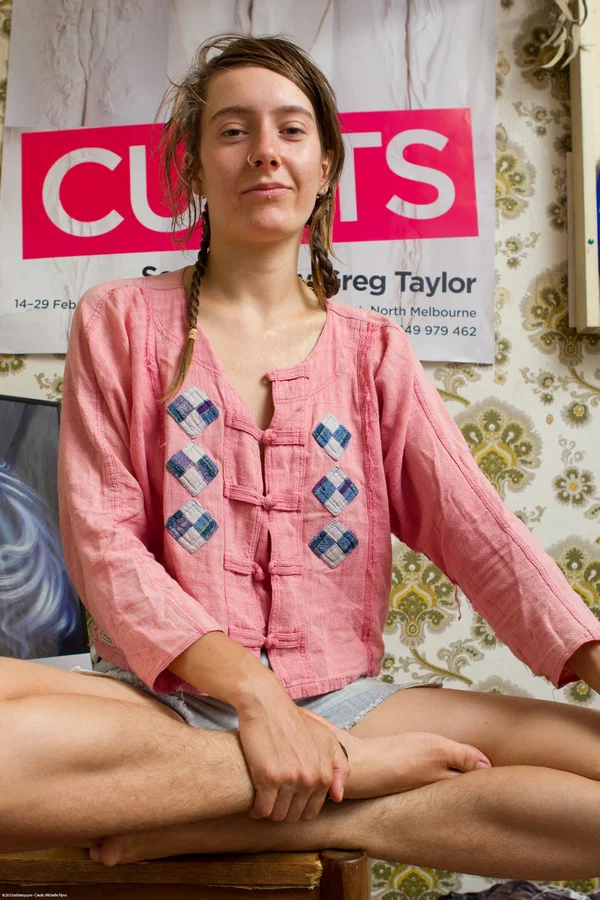 Sexy small titted amateur Roe shows her bushy twat and poses in the mirror  - Petite, Hairy, Amateur, College, Teen, Skinny, Pigtails, Jeans, Clothed, Shorts  - Photo 3