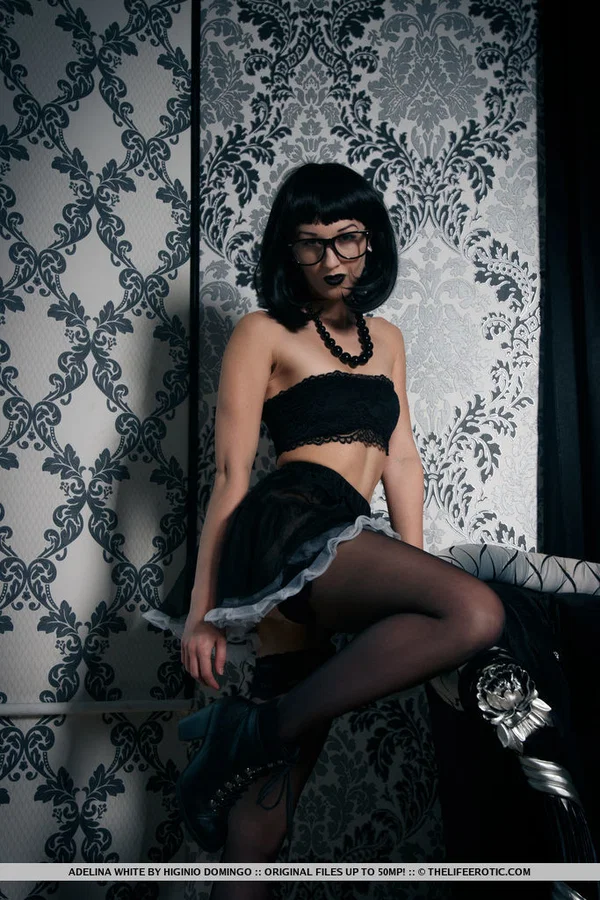 Dark haired girl Adelina White sticks candles in her pussy and asshole too  - Glasses, Babe, Anal, Model, Stockings, Dildo, Pussy, Ass, Masturbation, Close Up  - Photo 1