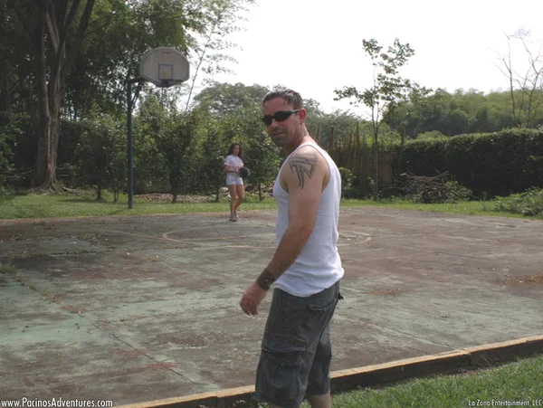 Latina MILF Carolina bangs an athletic young man on an outdoor court  - Outdoor, MILF, Latina, Shorts, Amateur, Big Tits, Clothed, Reality, Nipples, Hardcore  - Photo 1