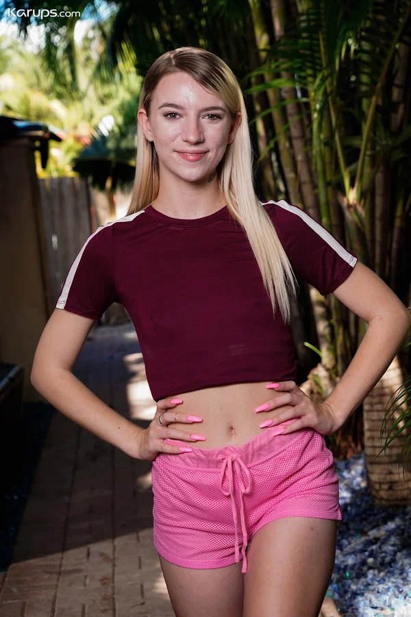 Hot blonde Jayden Black gets naked & shows sexy tiny tits & pink twat outdoors  - Shorts, Petite, Outdoor, Teen, Ass, Panties, Tiny Tits, Natural Tits, Spreading, Blonde  - Photo 1
