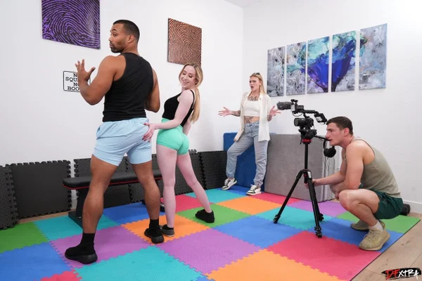 Blonde girl does squats before embarking on a DP with black and white men  - Double Penetration, Big Cock, Ass, Ebony, Interracial, African, Threesome, Groupsex, Shorts, Ass Fucking  - Photo 5