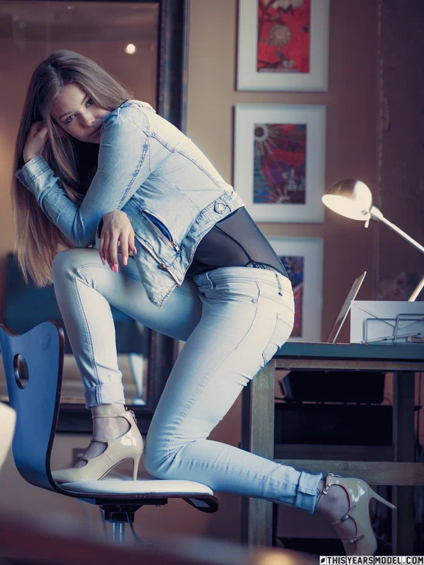 Gorgeous girl Lana Lea takes off denim clothing to model in the nude  - Jeans, Clothed, Amateur, Lingerie, Ass, Tiny Tits, Natural Tits, Model, High Heels, PAWG  - Photo 2