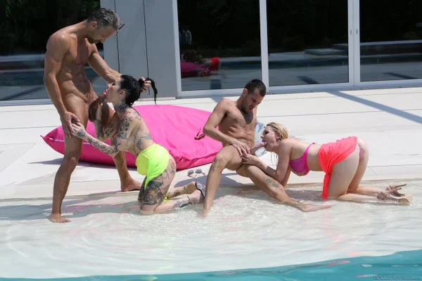 Hot Kelly Stafford & Megan Inky anal banged & facialed in poolside group sex  - Chubby, BBW, MILF, Pussy, Curvy, Thick, Pornstar, Blonde, Bikini, Outdoor  - Photo 2