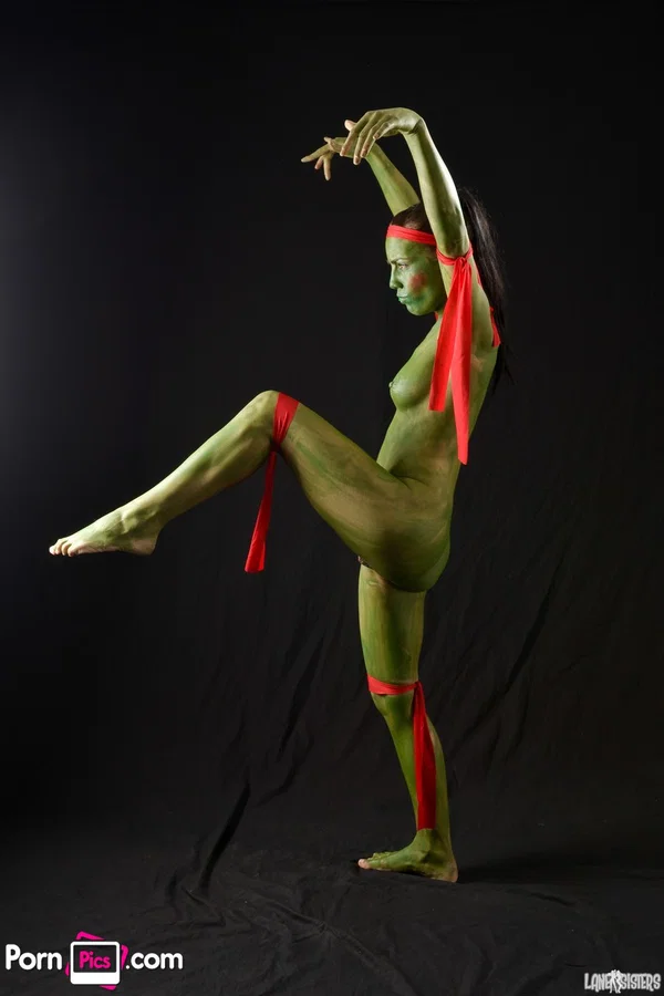 Solo model Shana Lane poses naked in her Green Samurai costume  - Pornstar, Pussy, Brunette, Non Nude, Feet  - Photo 8