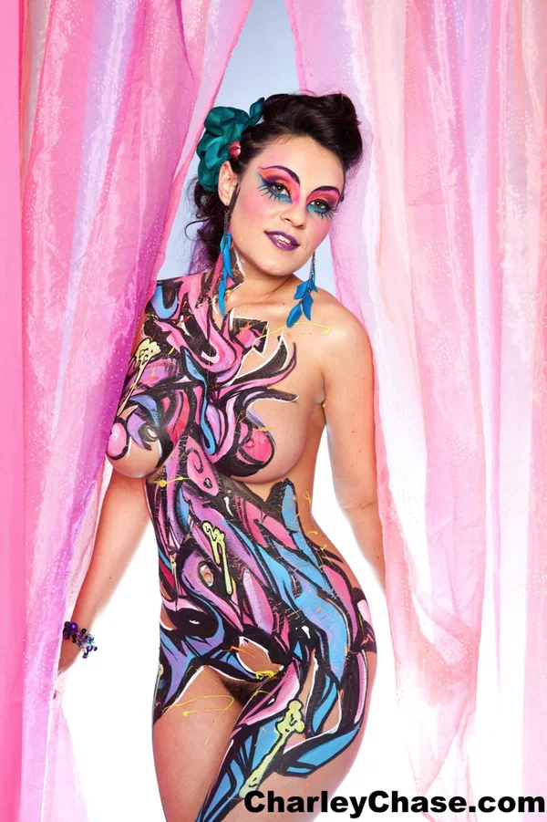 Latina solo girl Charley Chase poses in the nude covered in body paint  - Fetish, Latina, Big Tits, Pornstar, Natural Tits, Face, Beautiful, Ass, Babe, Brunette  - Photo 10