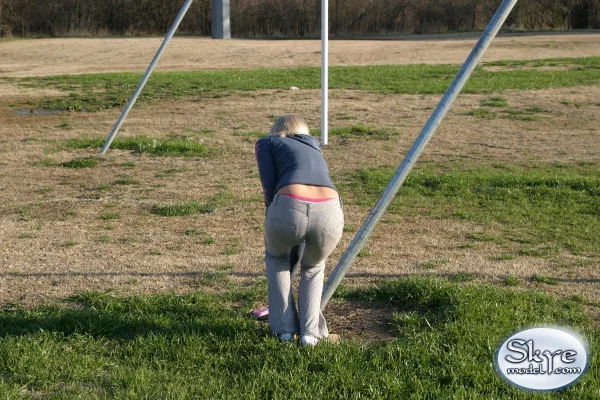 Natural blonde amateur Skye Model gives a peek of her panties while clothed  - Amateur, Teen, Clothed, Non Nude, Outdoor, Blonde, Babe, Ass, Face, Close Up  - Photo 11