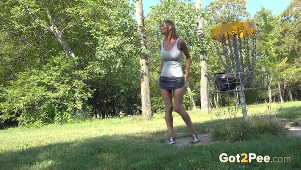 Short taken girl Cynthia Vellons takes a piss in an open field  - Pissing, Public, MILF, Pussy, Close Up, Spreading, Outdoor, Czech, Skinny, Panties  - Photo 2