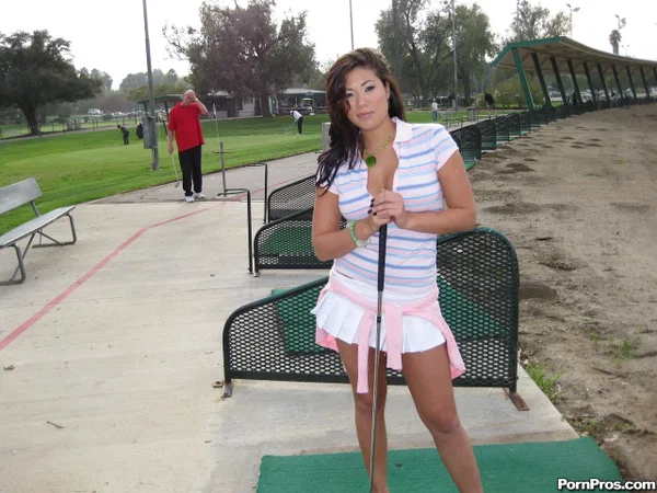 Asian teen London Keyes gets banged after being seduced by golf instructor  - Teen, Asian, Japanese, Ball Licking, Reality, Big Tits, Shaved, Old Man, Skirt, Cumshot  - Photo 1