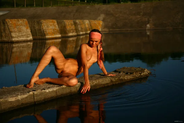 Naked teen models near a canal with her hair in braided pigtails  - Teen, Outdoor, Beautiful, Tiny Tits, Babe, Amateur, Solo, Ass, Spreading, Pussy  - Photo 18