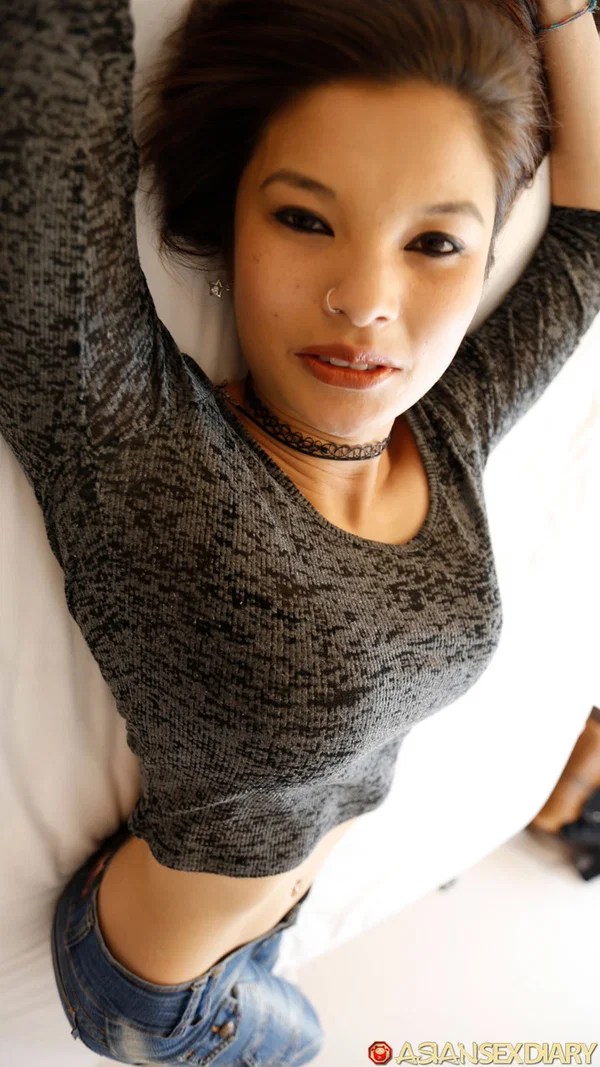 Hot Japanese girl Miyuki undresses before blowing a white cock in POV mode  - POV, Japanese, Asian, Amateur, Jeans, Brunette, Clothed, Hardcore, Hairy, Close Up  - Photo 5